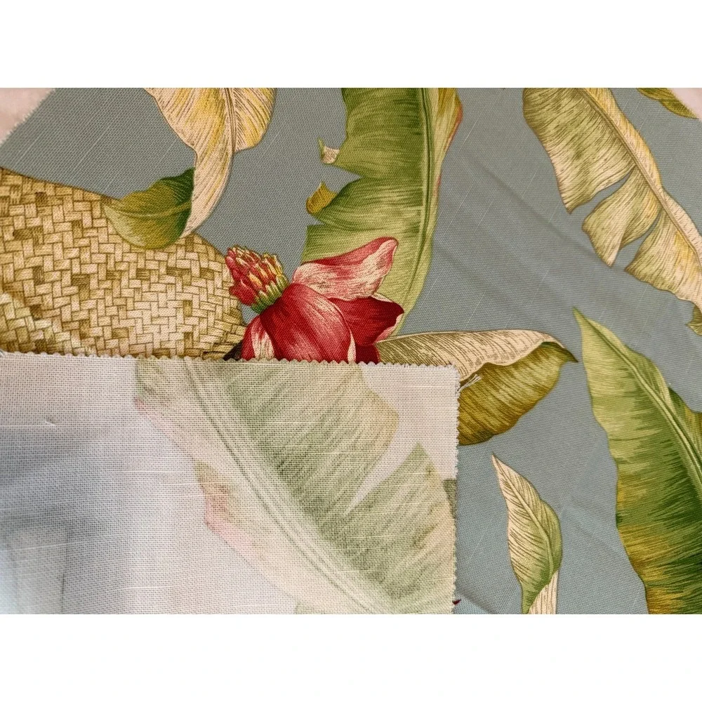 New Jungle on Blue Tropical Plants Fabric 25